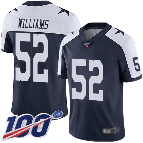 Men Dallas Cowboys Limited Navy Blue Connor Williams Alternate #52 100th Season Vapor Untouchable Throwback NFL Jersey